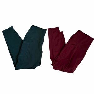 90 Degree High Waist Ankle Length Wonderlink Leggings Side Pockets BUNDLE OF 2